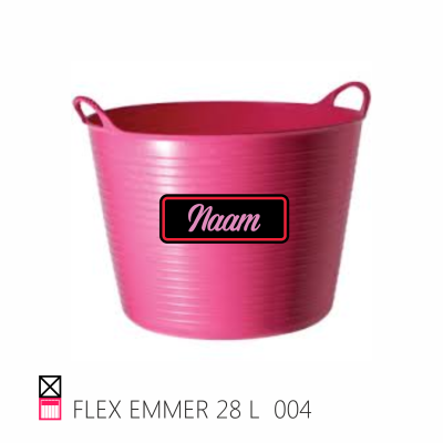 Flex Emmer 28L bucket name custom pink happy horse stable paard blij pony
