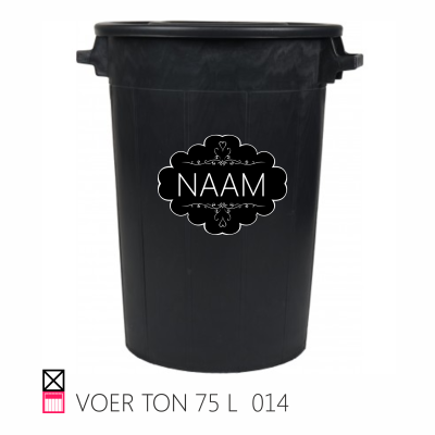 Voerton 75 liter horka met deksel voorzien van eigen naam sticker happy stable horse paard pony pferd penny