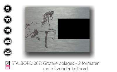 Stalbord stable name naam butler finish Happy trailer Happy stable grotere oplages 5 stuks 15 stuks 25 stuks met eigen logo stallogo met krijtbord krijtfolie