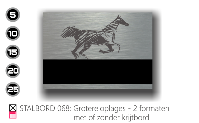Stalbord stable name naam butler finish Happy trailer Happy stable grotere oplages 5 stuks 15 stuks 25 stuks met eigen logo stallogo met krijtbord krijtfolie